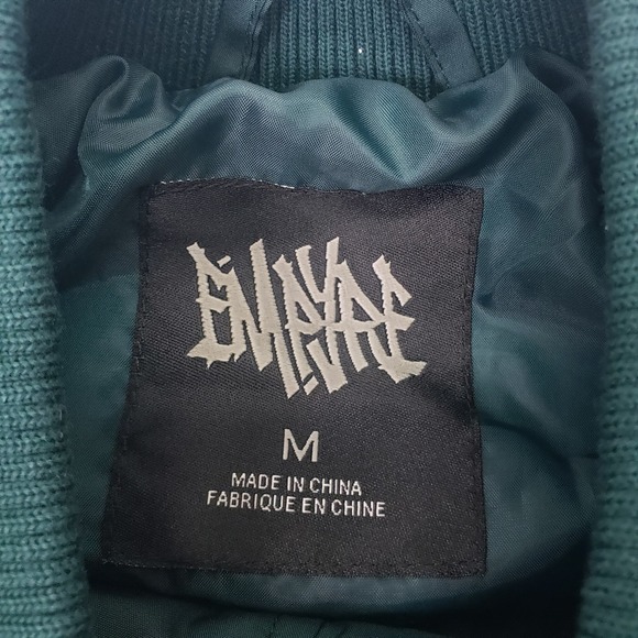 Empyre Quilted Bomber Jacket M Green Rose Embroidery Est 1999 - Picture 5 of 9